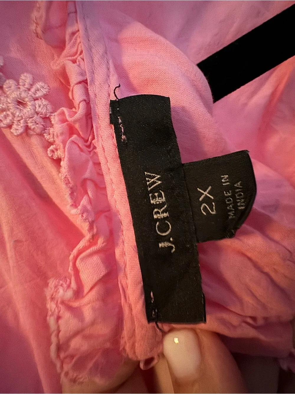 J. Crew Pink Lace-Trim Puff Sleeve Blouse